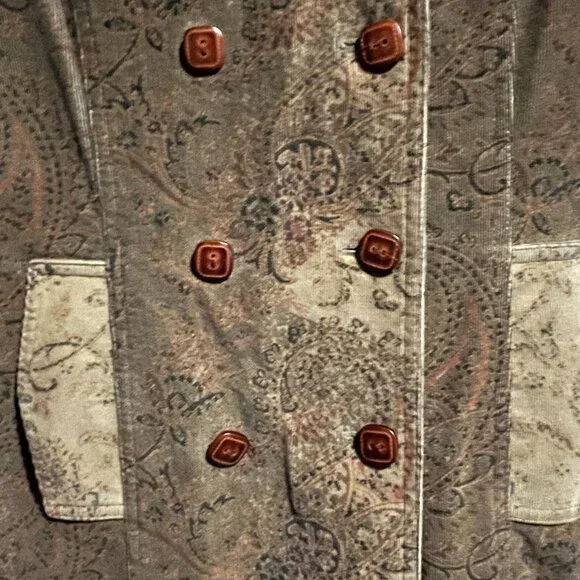 Vintage Express green paisley corduroy coat size 6 - Picture 7 of 15